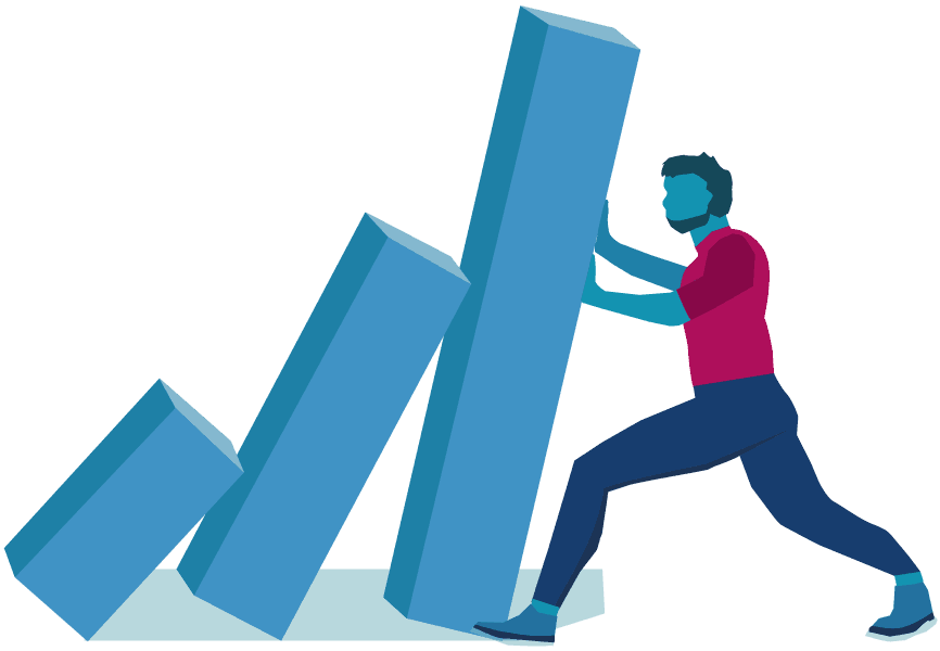 Illustration of a man pushing blocks