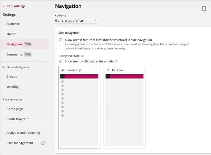 navigation settings screenshot