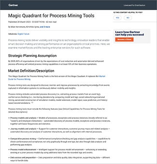 Gartner report magic quadrant for  process mining tools 2023