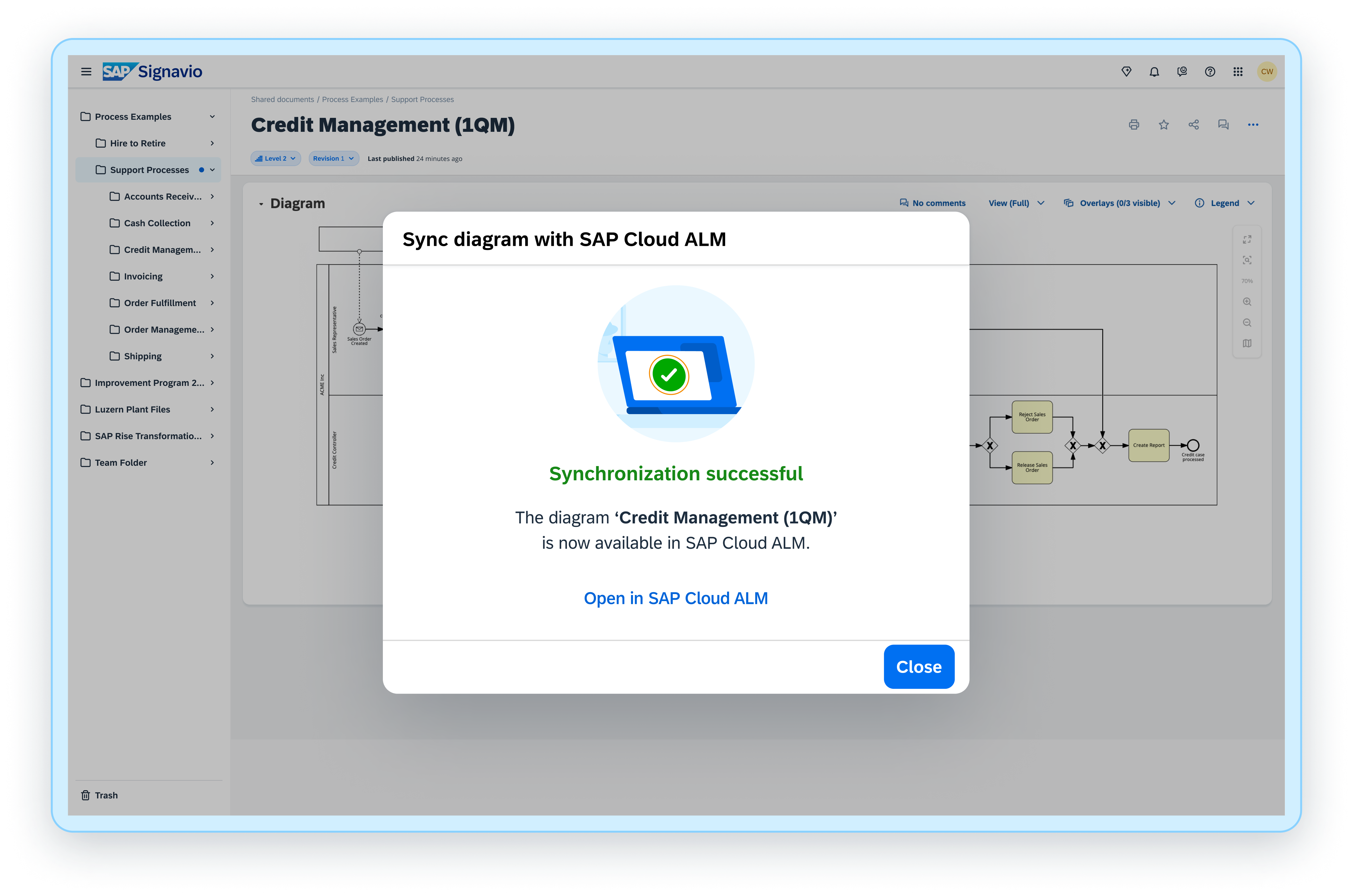Sync diagram with SAP Cloud ALM