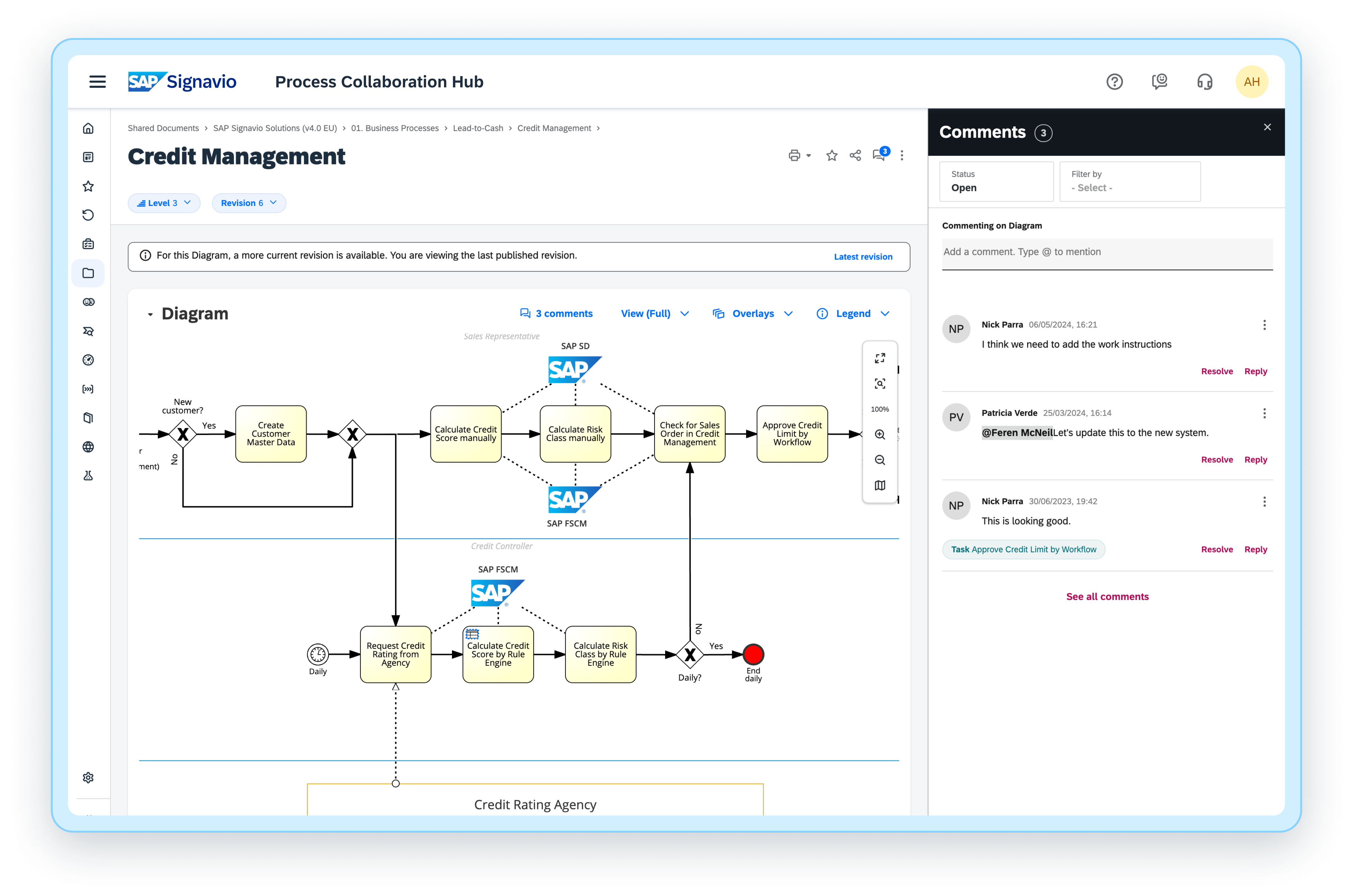 Process Collaboration Hub - Comments Collaborative process management